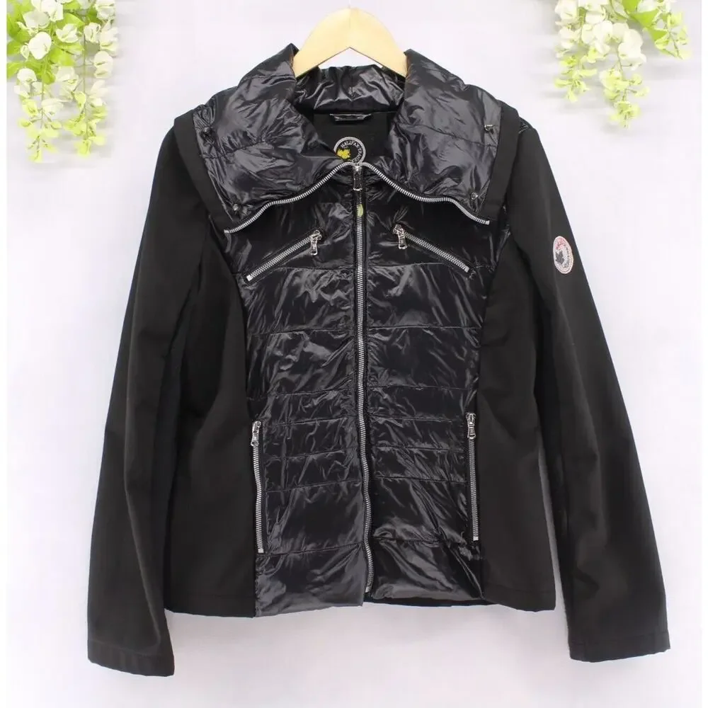 Halifax Traders Sz M Black Puffer Down Filled Front Full Zip Jacket Women